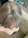 Tillstyle ash brown grey highlighted hair topper with bangs