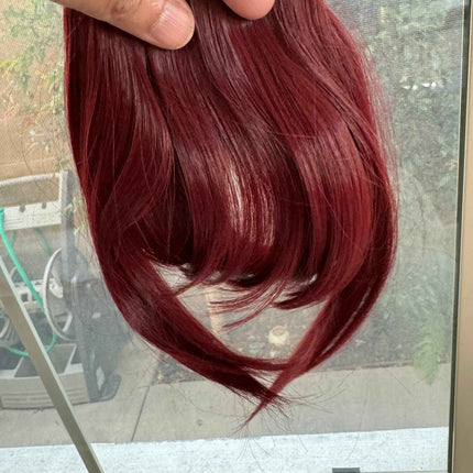 Tillstyle wine red clip in bangs for thinning crown natural looking bangs /short hair styles