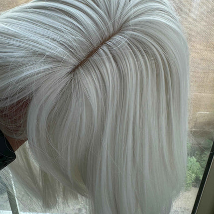 White straight wig with bangs