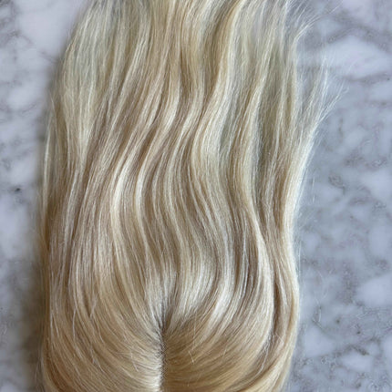 Tillstyle human hair toppers light blonde/100% real human hair light blonde mono mesh base