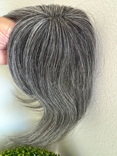 Tillstyle grey/salt and pepper human hair topper short