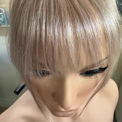 Tillstyle blonde grey clip in human hair bangs for women remy hair /alopecia