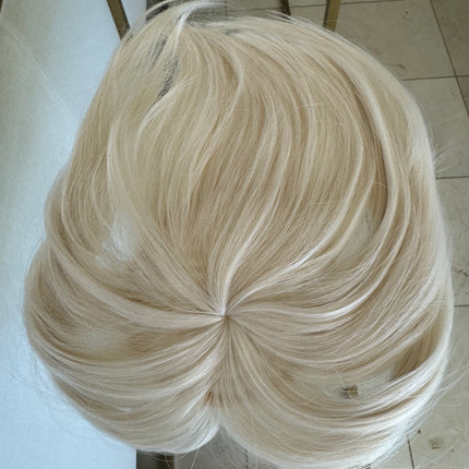 Tillstyle white blonde hair piece bleach blonde clip in hair toppers for thinning crown short hair styles