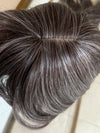 Tillstyle dark Gray hair topper with bangs/ash brown highlights
