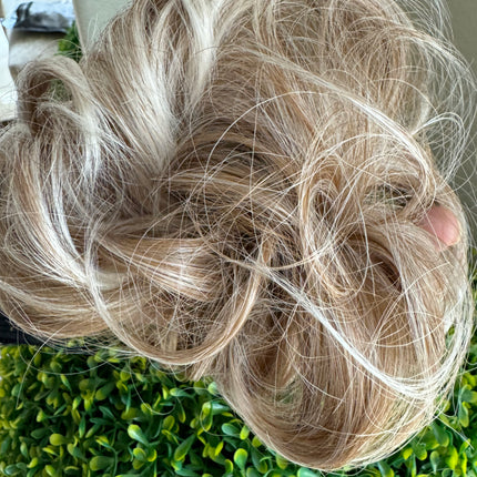 Tillstyle  white brown ash messy hair bun curly hair bun creamy ends