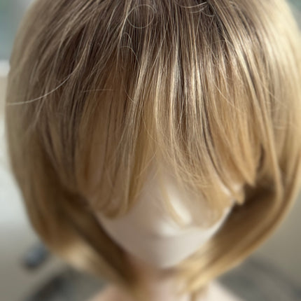 Tillstyle Blonde bob wig with bangs  ombre blonde short hair wigs for women