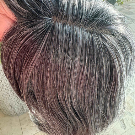 Till style medium grey hair toppers for women with bangs