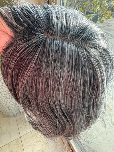 Till style medium grey hair toppers for women with bangs