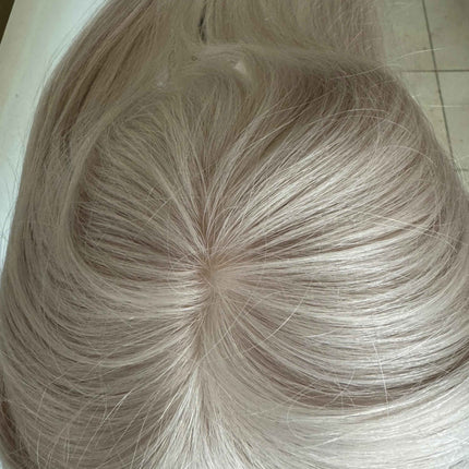 Tillstyle white blonde grey virgin human hair topper mono base