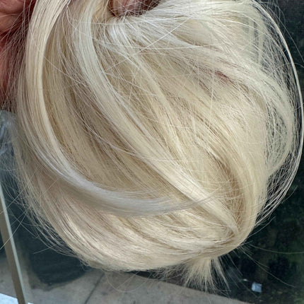 Tillstyle creamy white straight hair bun