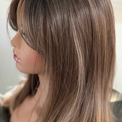 Tillstyle ombre brown hair toppers with bangs