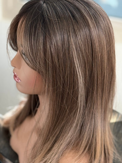 Tillstyle ombre brown hair toppers with bangs