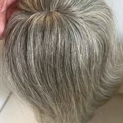 Human hair Toppers for women blonde grey salt and pepper