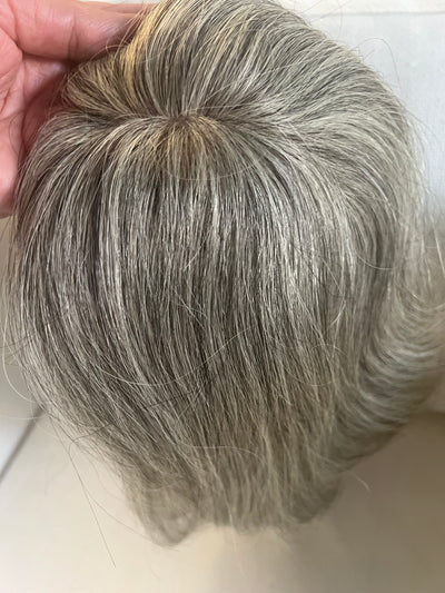 Human hair Toppers for women blonde grey salt and pepper