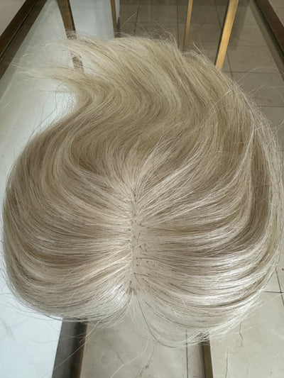 Tillstyle white hair /creamy white human hair topper/no bangs