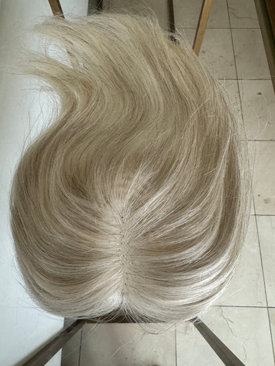 Tillstyle white hair /creamy white human hair topper/no bangs