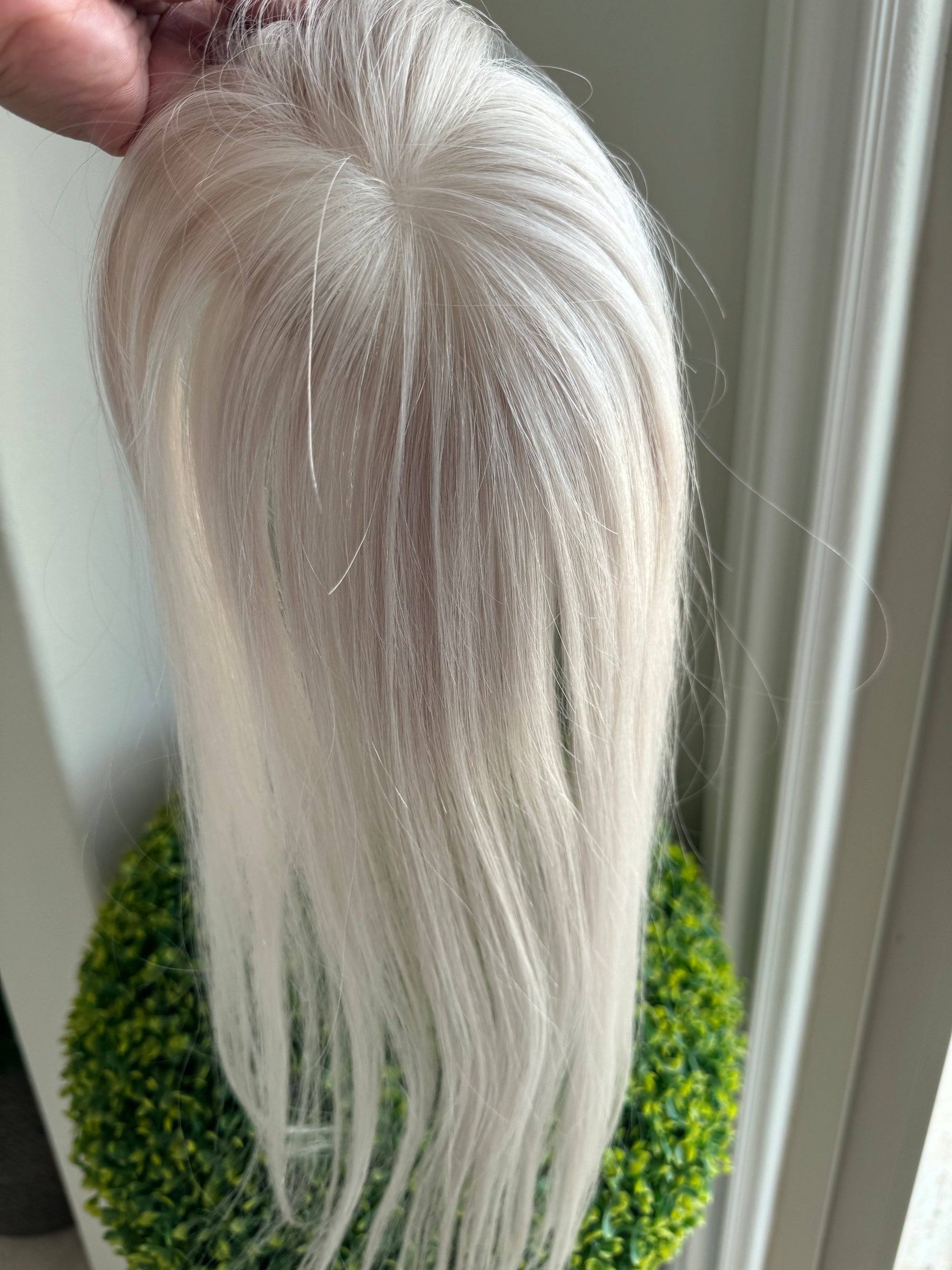 Tillstyle White human hair toppers for women White blonde  /ice blonde
