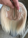 Till style white blonde human Hair Topper clip in hair piece Women Platinum Blonde