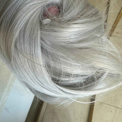 Tillstyle  white grey straight hair bun