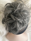 Tillstyle elastic messy bun hair piece curly hair bun pieces scrunchies salt and pepper grey with mixed white