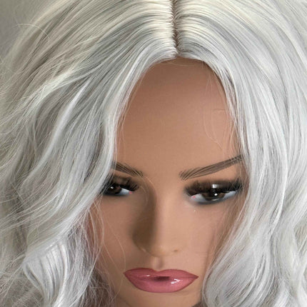 Tillstyle white wavy wig shoulder length