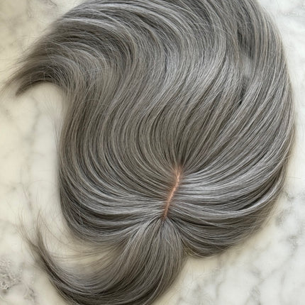 Tillstyle grey hair topper with bangs/real part