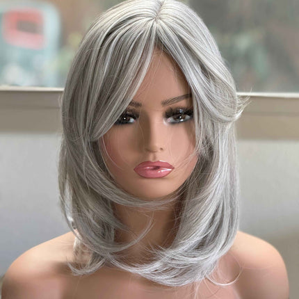 Till style white silver  hair toppers for women / layered /bangs