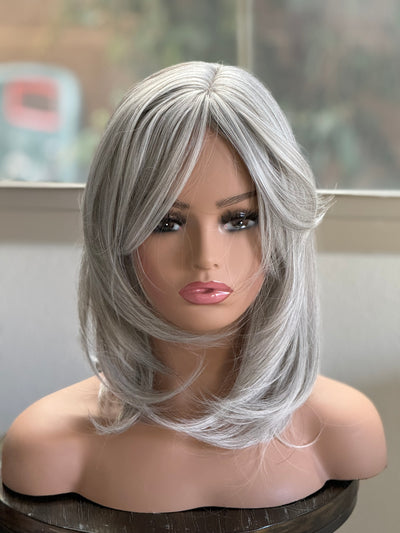Till style white silver  hair toppers for women / layered /bangs