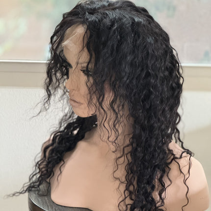 Black Deep wave 100% human hair lace front wigs for women brazilian hair