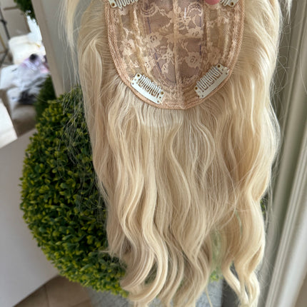 Till style light blonde hair toppers for women  with butterfly bangs loose body wave