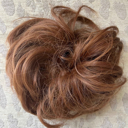 Tillstyle elastic messy bun hair piece curly hair bun pieces  orange brown hair piece