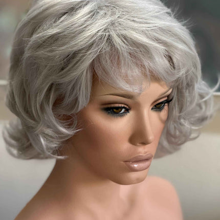 Tillstyle  silver white curly wig /short wig