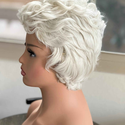 Tillstyle white curly wig /short wig