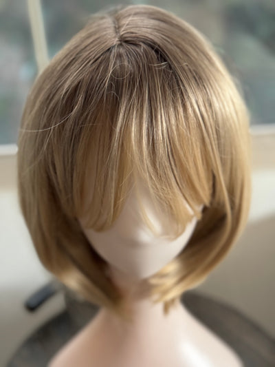 Tillstyle Blonde bob wig with bangs  ombre blonde short hair wigs for women