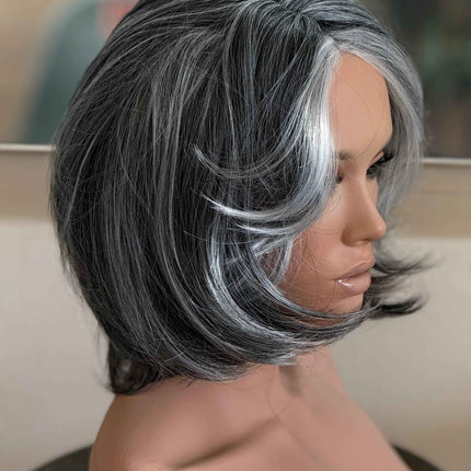 Tillstyle  grey layered wig /pale white ends/bangs