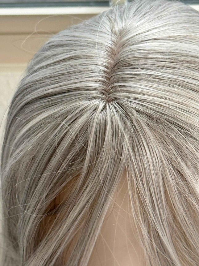 Till style silver blonde hair toppers for women / bangs