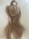 Tillstyle Silver Grey Mix Salt and Pepper Brown Mix Hair Topper With Bangs for Thinning Crown short hair