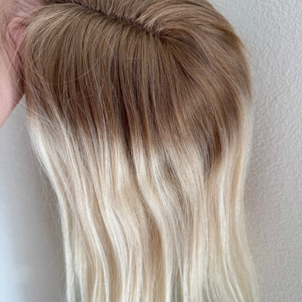 Tillstyle light blonde with dark roots hair toppers hair toppers/mono mesh base