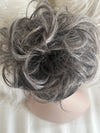 Tillstyle elastic messy bun hair piece curly hair bun pieces  salt and pepper brownish grey