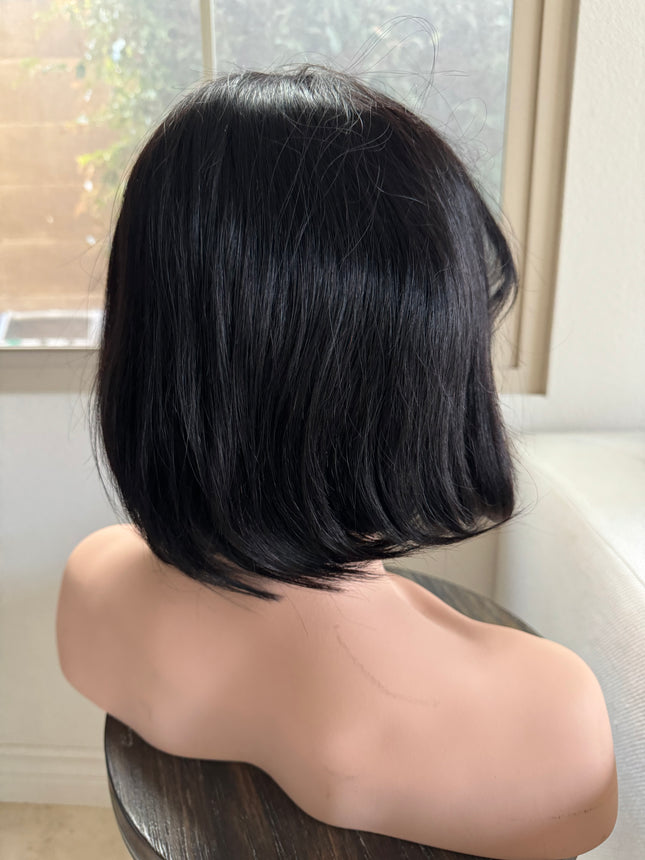 Short Bob wigs with bangs 100% human hair bob wigs glue-less middle part