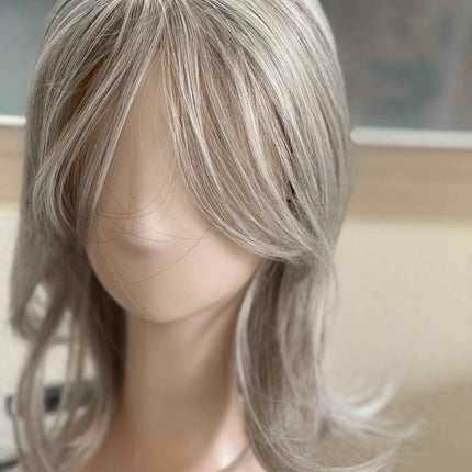 Till style silver blonde hair toppers for women / bangs