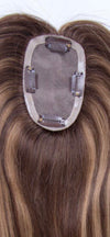 human virgin hair topper clip in mono mesh base medium brown highlighted