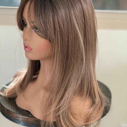 Tillstyle ombre brown hair toppers with bangs