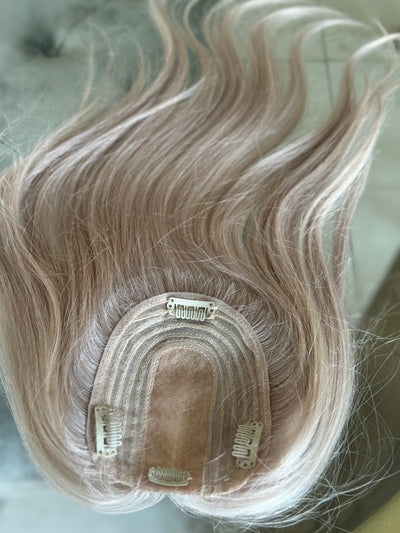 Tillstyle 100% Human hair toppers for women  silver grey natural part