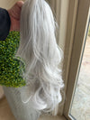 Tillstyle  white silver loose body wave clip in ponytail clip in pony tail