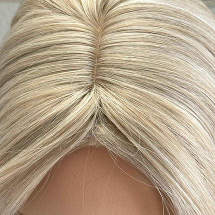 Till style ash blonde highlighted hair toppers for women  with butterfly bangs