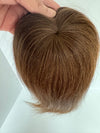 Tillstyle top hair piece 100%human hair medium brown clip in hair toppers for thinning crown/ widening part