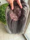 Tillstyle dark Gray hair topper with bangs/ash brown highlights