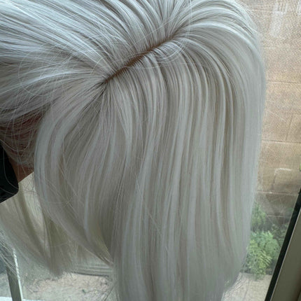 White straight wig with bangs