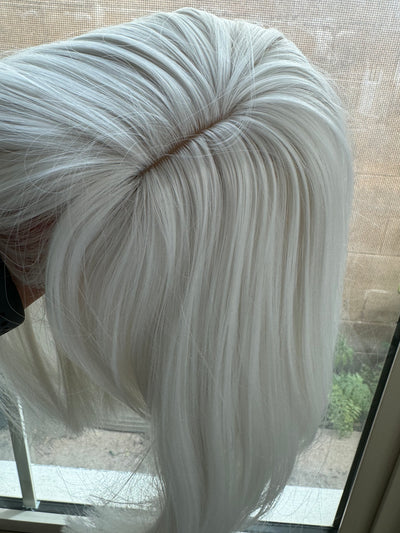 White straight wig with bangs